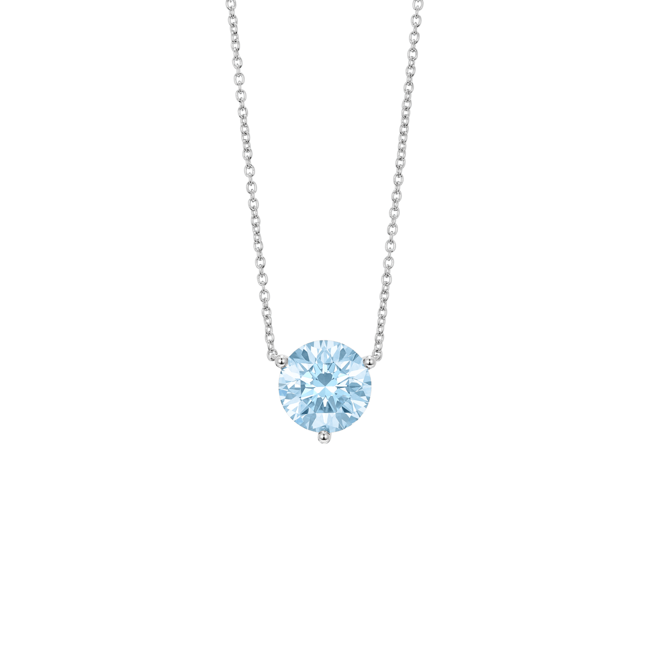  2ct. round brilliant solitaire pendant necklace with blue lab-grown diamonds - 2ct. Lab-Grown Diamond Solitaire Pendant Necklace -  The Future Rocks -    1 