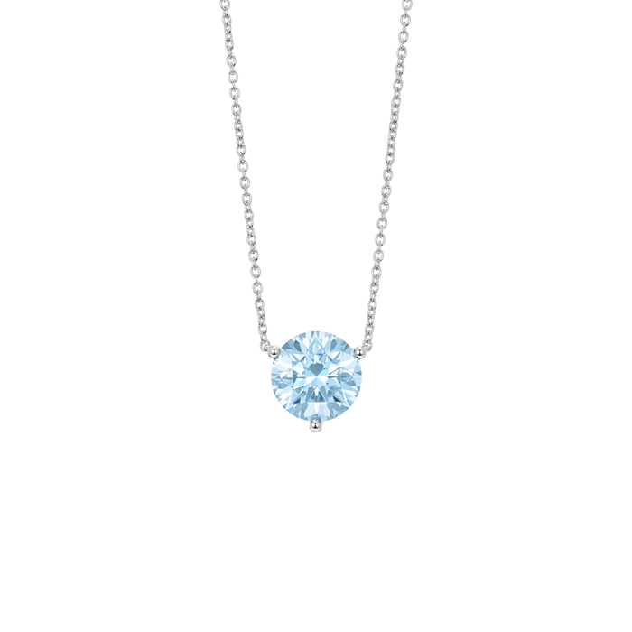  2ct. round brilliant solitaire pendant necklace with blue lab-grown diamonds - 2ct. Lab-Grown Diamond Solitaire Pendant Necklace -  The Future Rocks -    1 