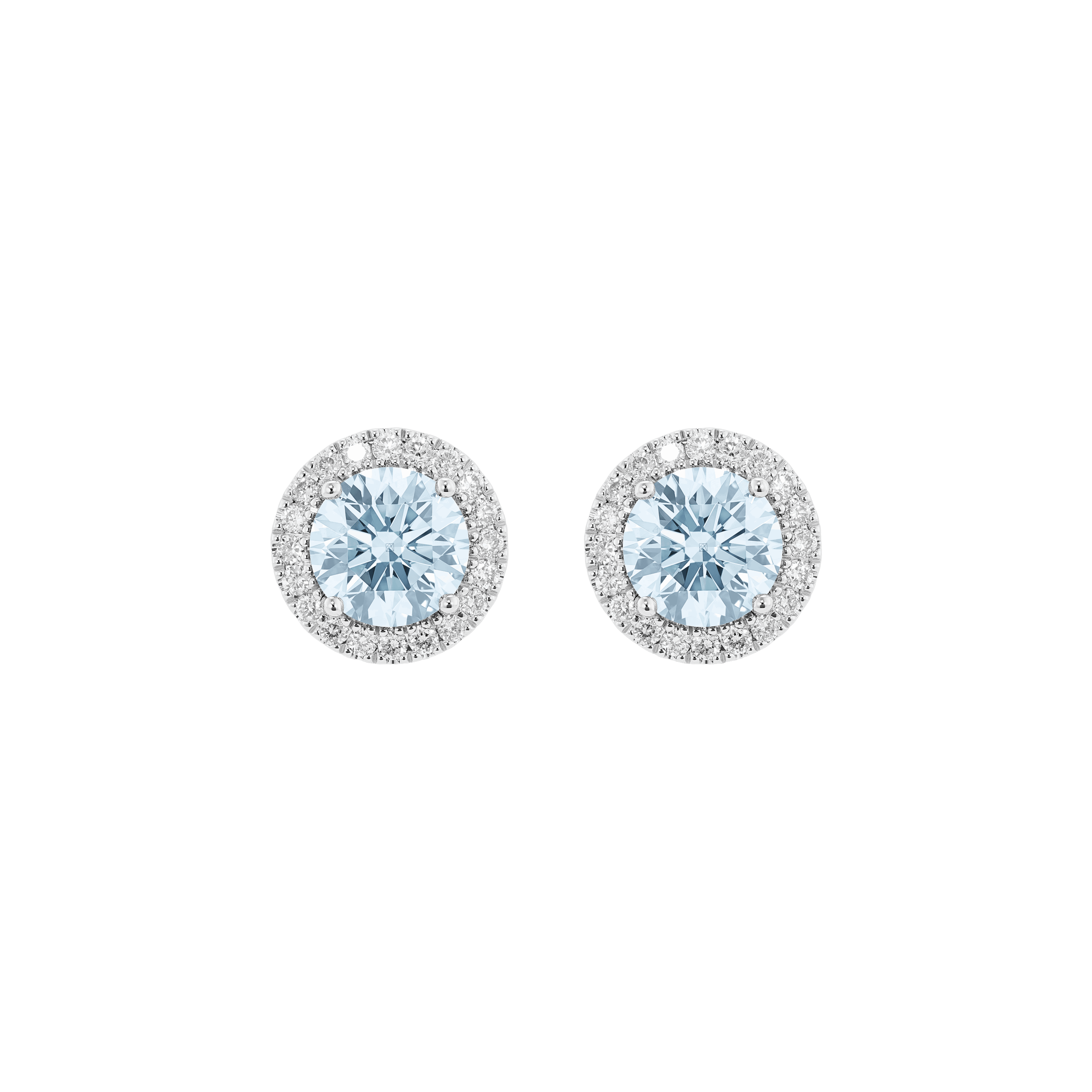  2ct. tw. halo 14k gold earrings with blue lab-grown diamonds - 2ct. tw. Lab-Grown Diamond Halo Stud Earrings -  The Future Rocks -    1 