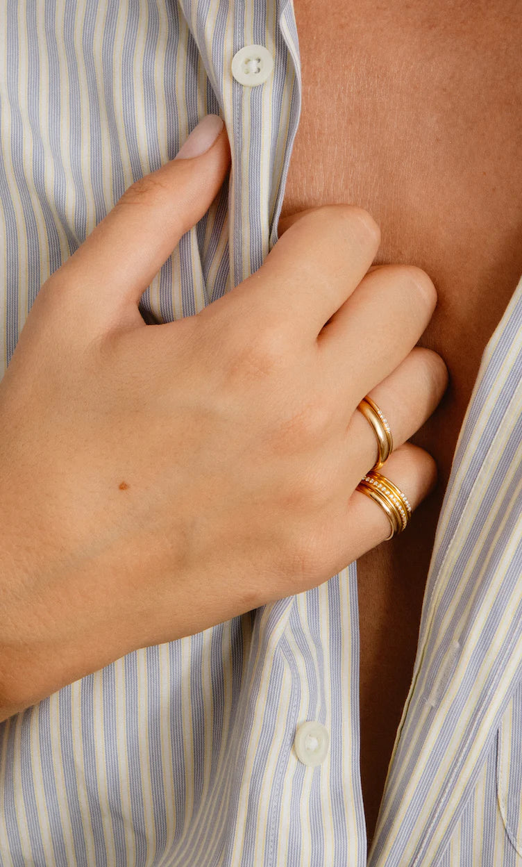  Line essential ring - Essential 18K Gold Band Ring  -  The Future Rocks -    4 