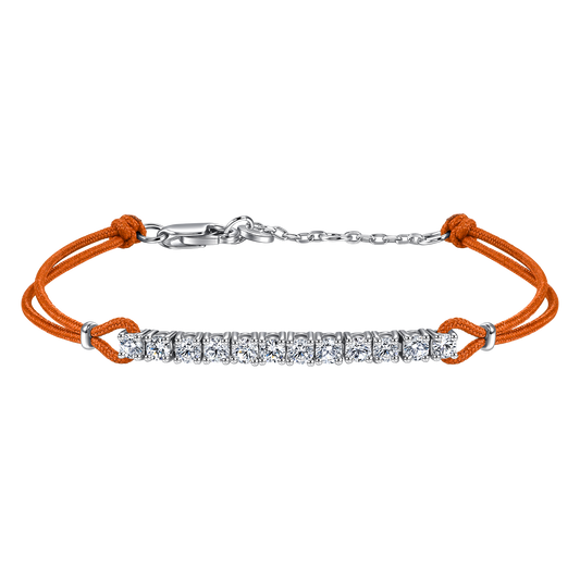 Pavé orange cord bracelet 0.6ct - Diamond Bracelet - Orange Cord Bracelet -  The Future Rocks -    1