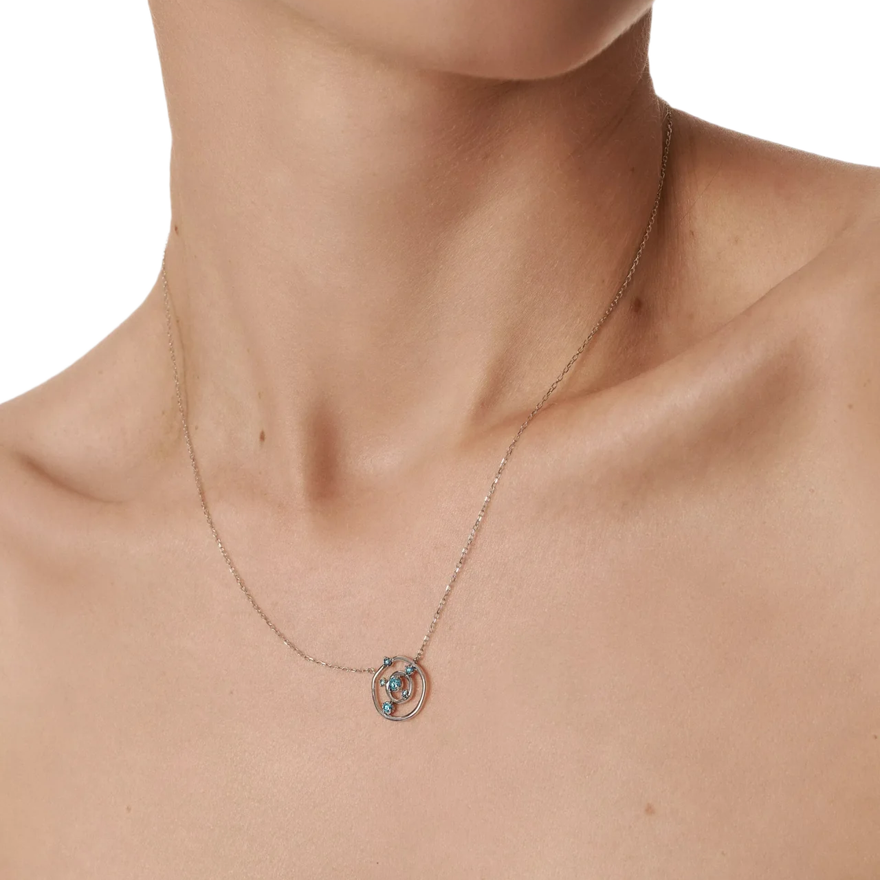  Orbit blue necklace - Lab-Grown Blue Diamond Pendant Necklace -  The Future Rocks -    2 