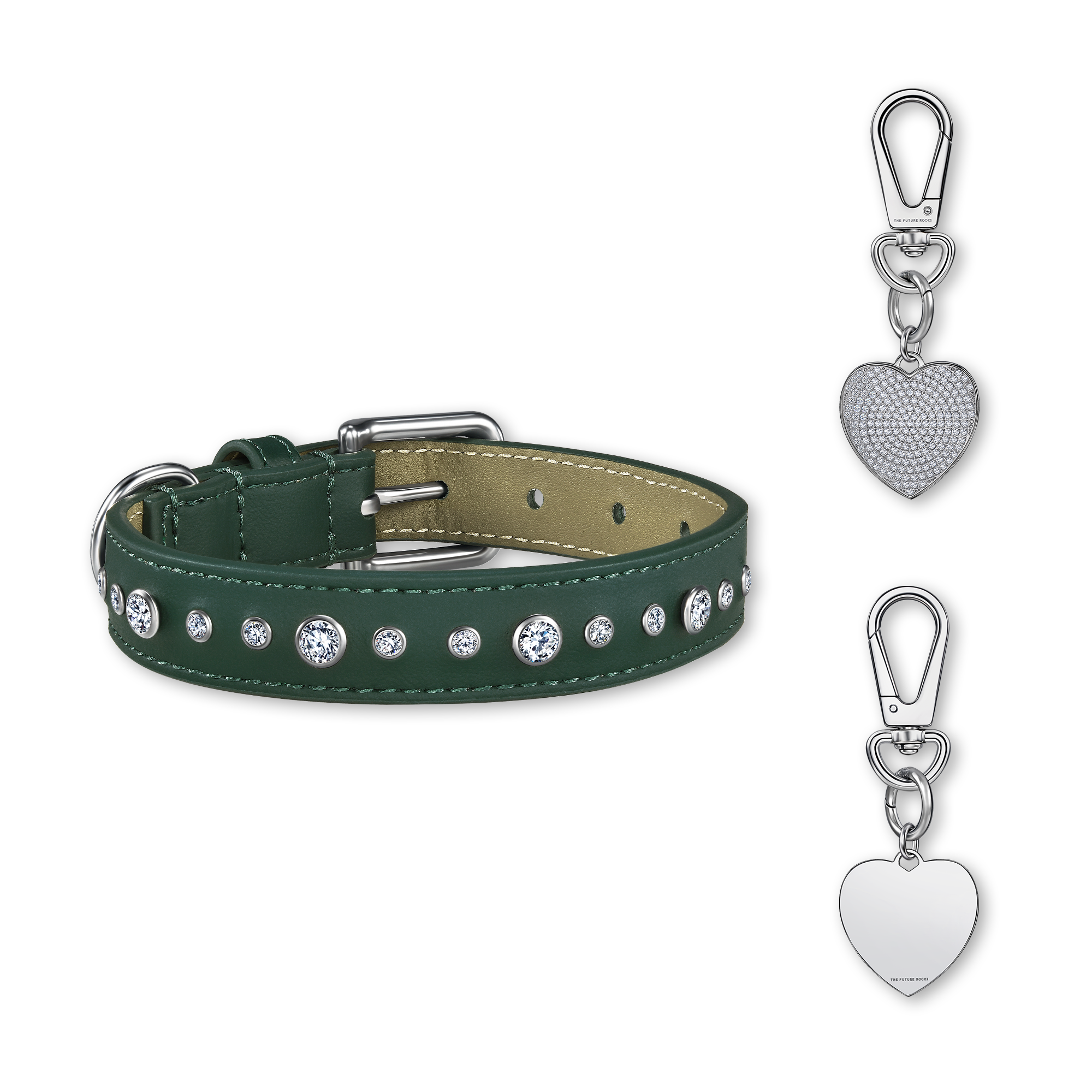  Green pet collar with 1 charm bundle - Green pet collar with 1 charm bundle -  The Future Rocks -    18 