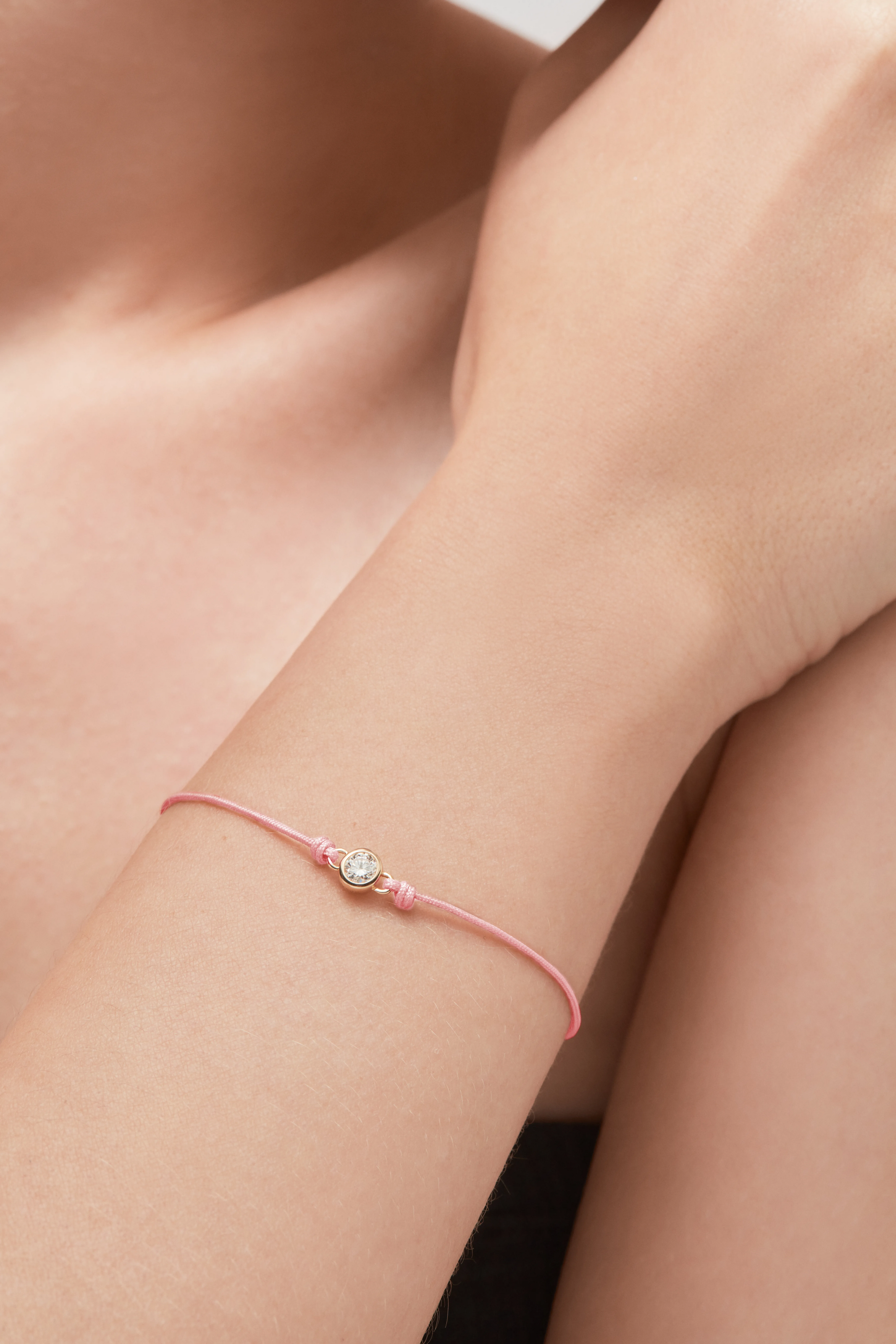  Round brilliant 14k bezel cord bracelet - Round brilliant 14k bezel cord bracelet -  The Future Rocks -    2 