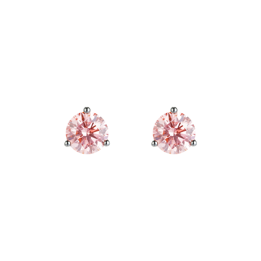 Round brilliant flatback earrings - Pink Diamond Flatback Earrings -  The Future Rocks -    1