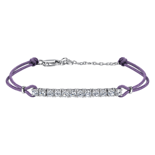 Pavé purple cord bracelet 0.6ct - Diamond Bracelet - Purple Cord Bracelet -  The Future Rocks -    1