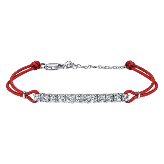 Pavé red cord bracelet 0.6ct - Diamond Bracelet - Red Cord Bracelet -  The Future Rocks -    1