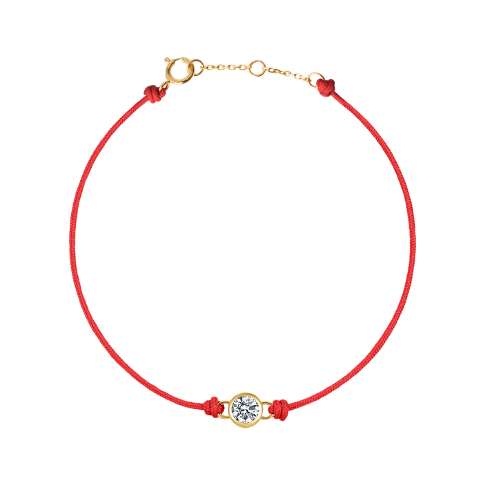  Round brilliant bezel cord bracelet - Red Cord Bracelet with Diamond - Valentine's Day Gifts -  The Future Rocks -    1 