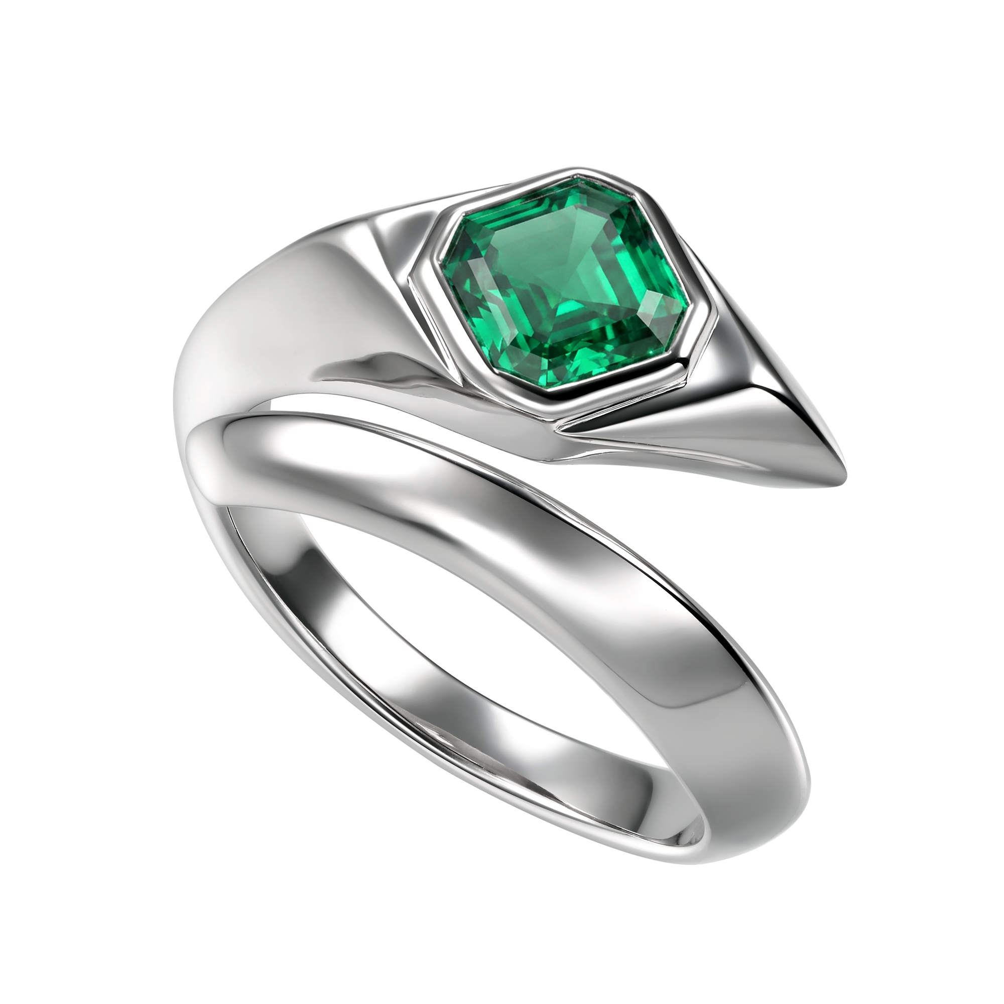 Supernova double ring with emerald - Supernova double ring with emerald -  The Future Rocks -    1