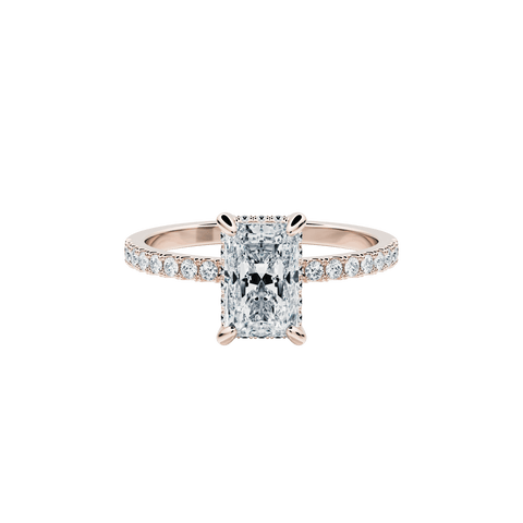  Diana ring - Radiant Cut Lab-Grown Diamond Solitaire Pavé Ring -  The Future Rocks  -    1 