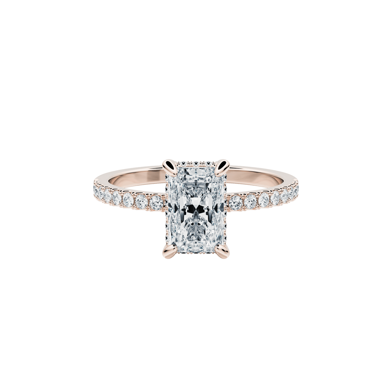  Diana ring - Radiant Cut Lab-Grown Diamond Solitaire Pavé Ring -  The Future Rocks -    1 