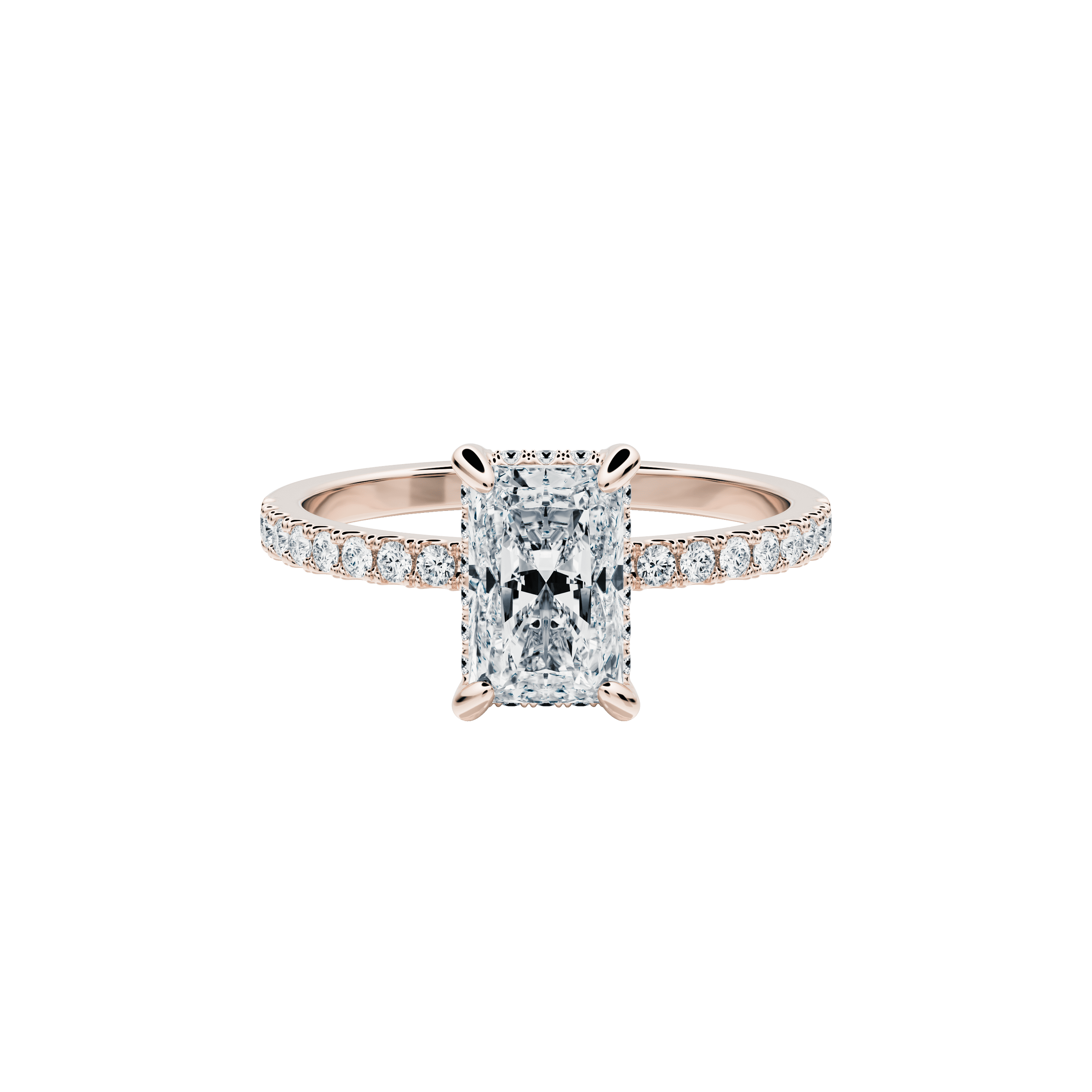  Diana ring - Radiant Cut Lab-Grown Diamond Solitaire Pavé Ring -  The Future Rocks -    1 