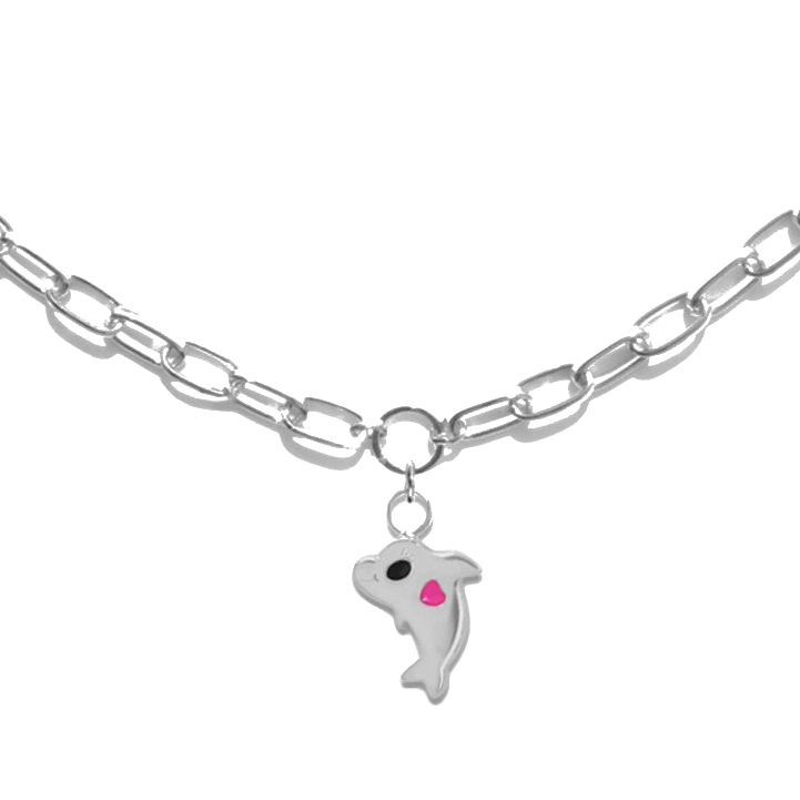  Silver happy dolphin necklace - Silver happy dolphin necklace -  The Future Rocks -    2 