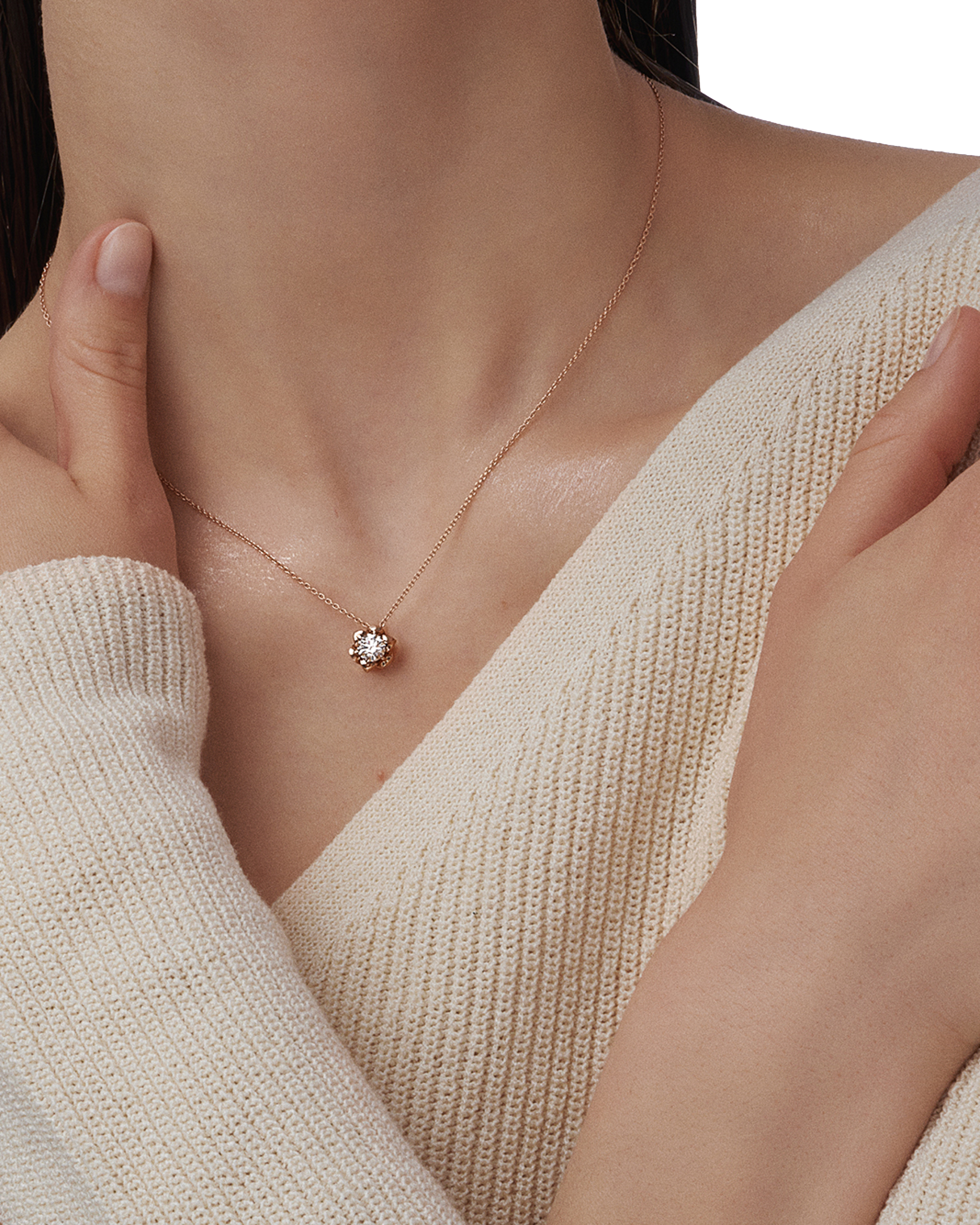  Solaris necklace - 18K Rose Gold Diamond Solitaire Pendant Necklace -  The Future Rocks -    3 