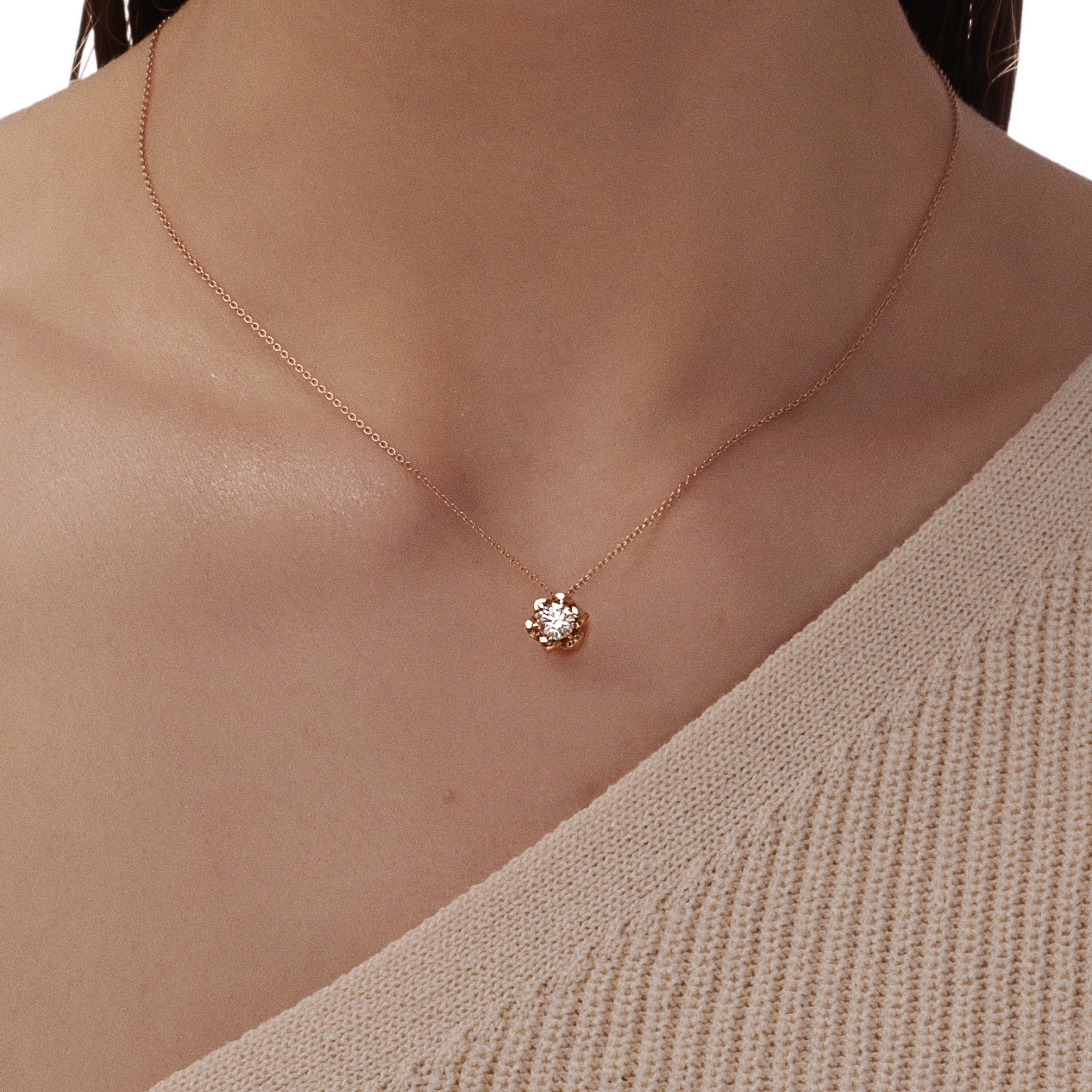  Solaris necklace - 18K Rose Gold Diamond Solitaire Pendant Necklace -  The Future Rocks -    2 