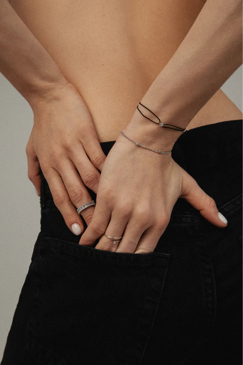  Solitaire cord bracelet - 18K Gold Lab-Grown Diamond Solitaire Cord Bracelet -  The Future Rocks -    4 