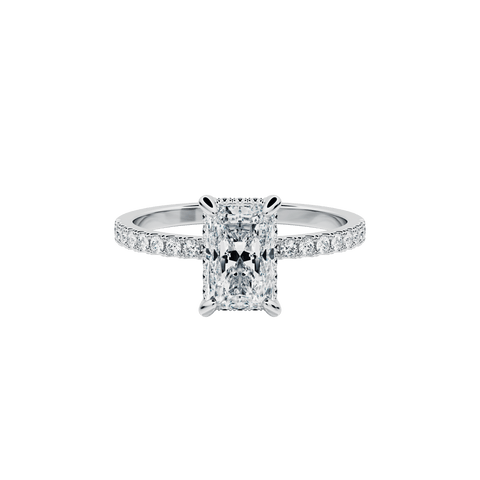  Diana ring - Radiant Cut Lab-Grown Diamond Solitaire Pavé Ring -  The Future Rocks  -    2 