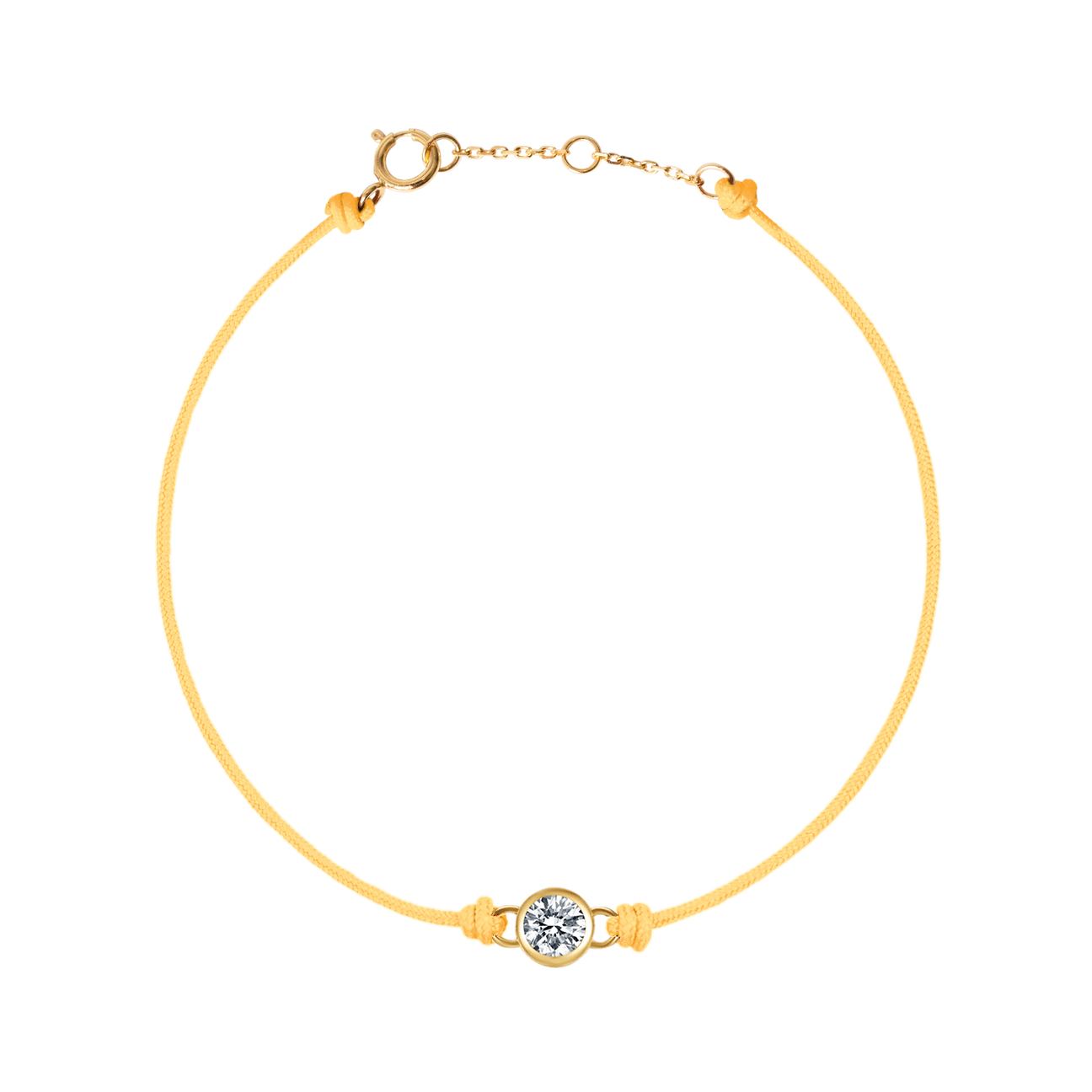  Round brilliant bezel cord bracelet - Yellow Cord Bracelet with Diamond - Valentine's Day Gifts -  The Future Rocks -    1 