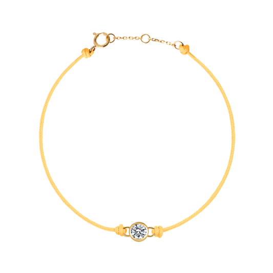 Round brilliant bezel cord bracelet - Yellow Cord Bracelet with Diamond -  The Future Rocks -    1
