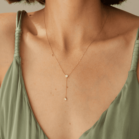  Zahara bezel necklace - Lab-Grown Diamond Bezel Lariat Necklace -  The Future Rocks  -    4 