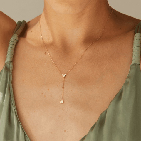 Zahara bezel necklace - Lab-Grown Diamond Bezel Lariat Necklace -  The Future Rocks  -    5 