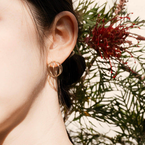  3D ball earrings - 3D Gold Ball Earrings -  The Future Rocks  -    2 