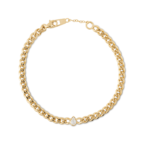 Chuva chunky chain bracelet - 14k recycled gold lab-grown diamond solitaire bracelet from The Future Rocks