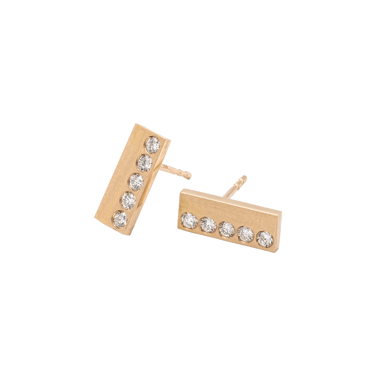  Age earrings - 18K Recycled Gold Diamond Bar Earrings -  The Future Rocks -    1 