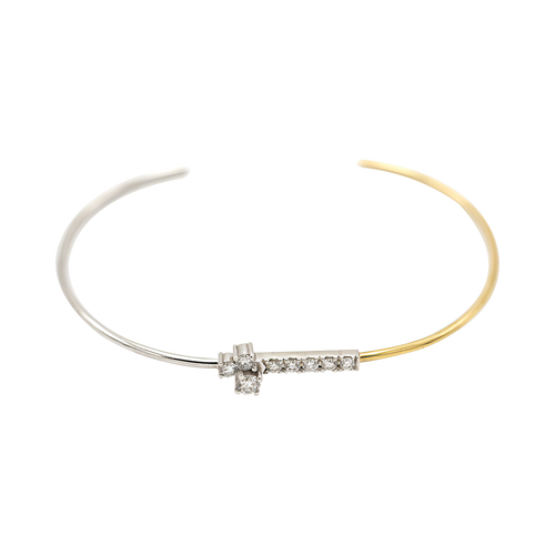  Bicolor bangle - 18K Recycled Gold Lab-Grown Diamond Bicolor Bangle -  The Future Rocks -    1 