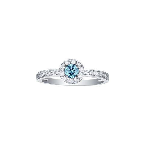 Blush blue halo ring - 14k white gold lab-grown blue diamond ring - The Future Rocks 