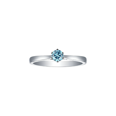 Blush blue solitaire ring - 14k white gold lab-grown blue diamond ring - The Future Rocks 