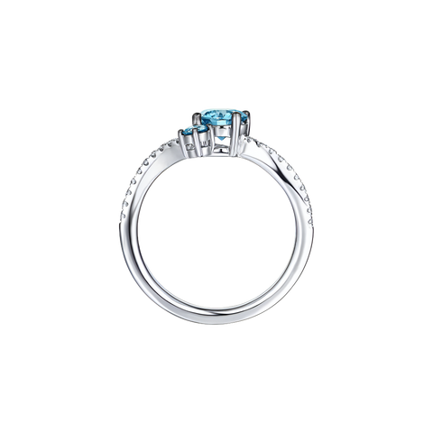Blush blue two stone ring - 14k white gold lab-grown blue diamond ring - The Future Rocks
