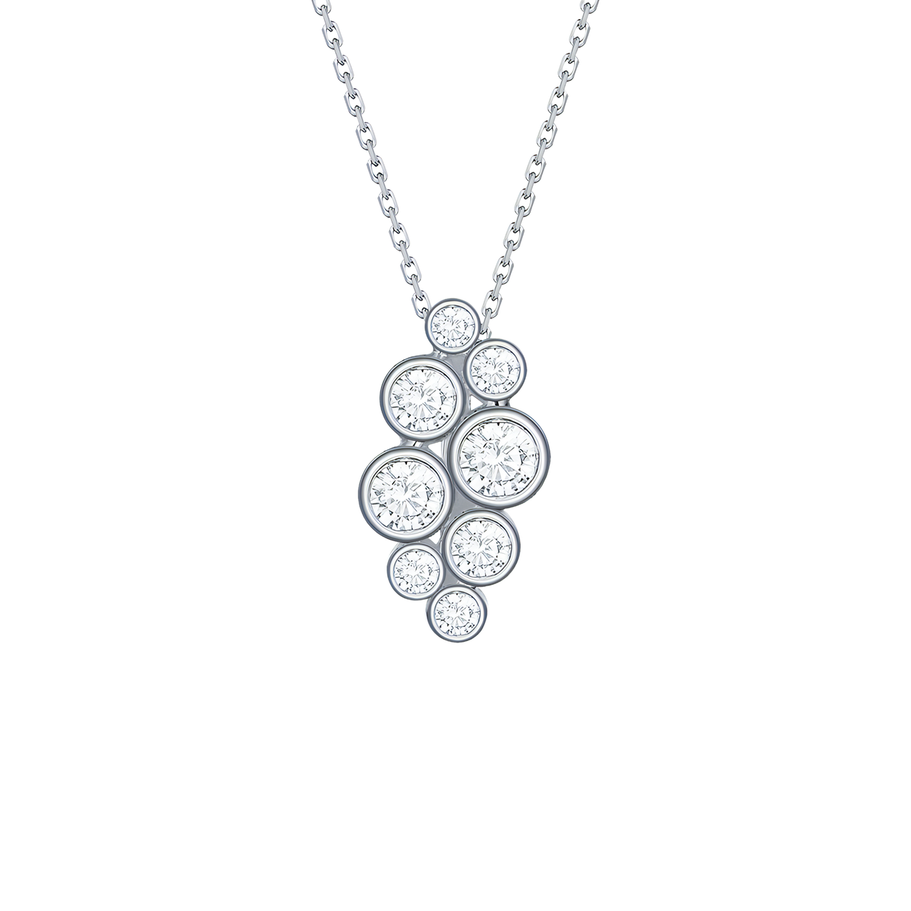  Bubbly necklace II - 14K White Gold Lab-Grown Diamond Bubbly Necklace II -  The Future Rocks -    1 