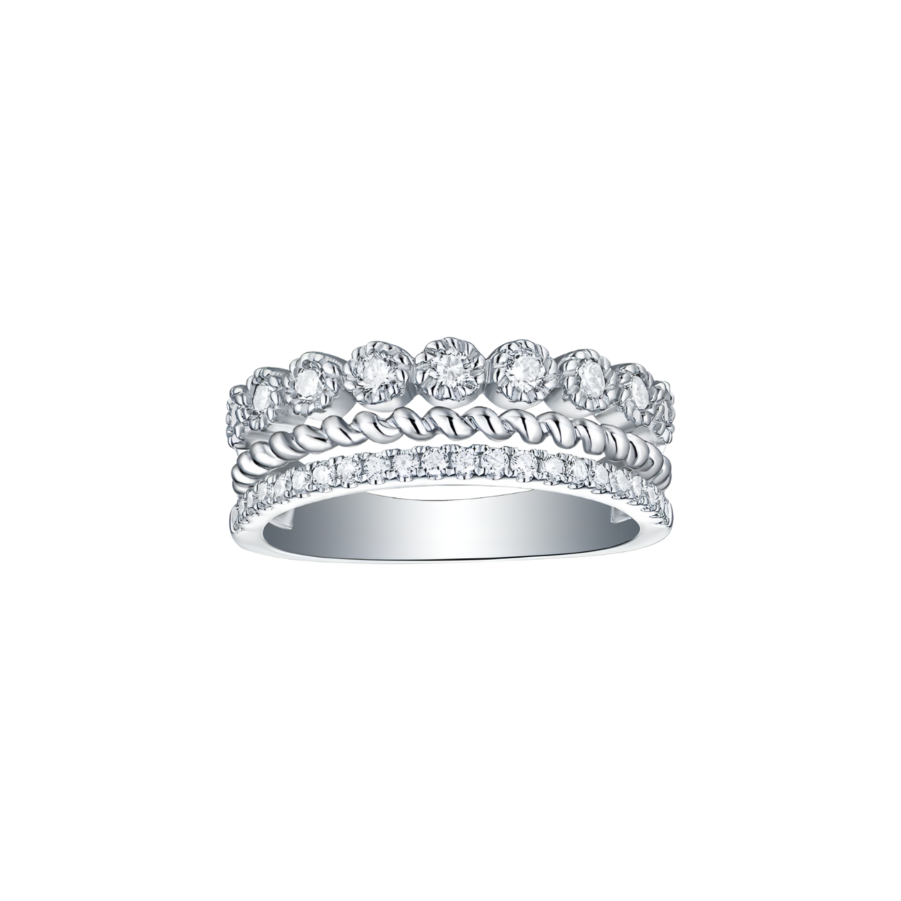  Bubbly ring II - 14K White Gold Lab-Grown Diamond Bubbly Ring II -  The Future Rocks -    1 