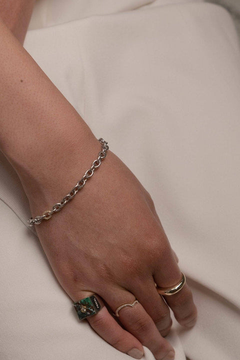 Cable chain bracelet - Sterling Silver Cable Chain Bracelet -  The Future Rocks  -    2 