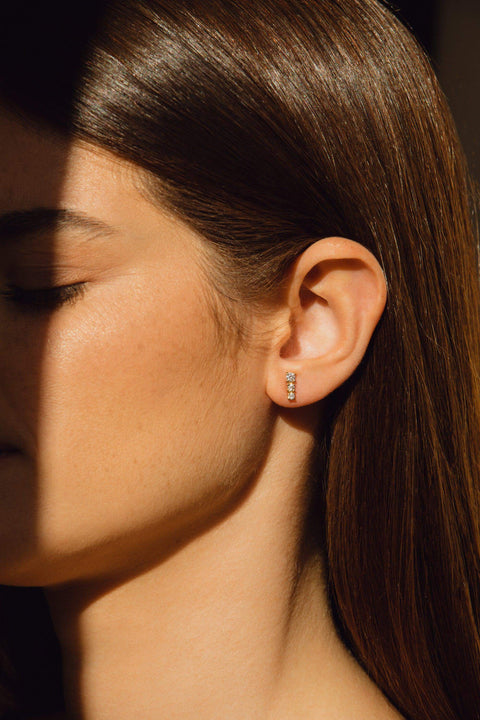  Degrade earrings - Degrade Three Stone Diamond Stud Earrings -  The Future Rocks  -    3 