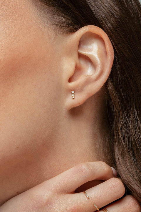  Degrade piercing - Degrade Three Stone Diamond Stud Earring -  The Future Rocks  -    2 