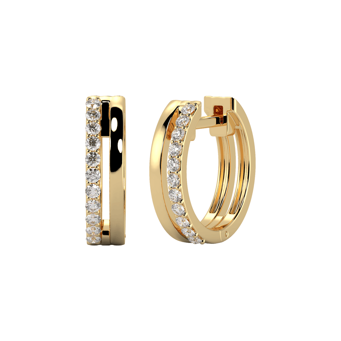  Double line hoop earrings - Double Line Diamond Huggie Earrings -  The Future Rocks -    12 