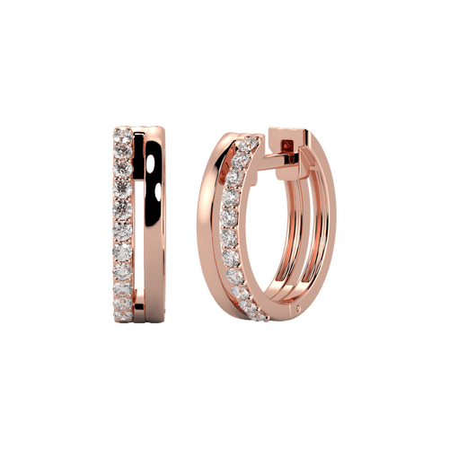  Double line hoop earrings - Double Line Diamond Huggie Earrings -  The Future Rocks -    1 