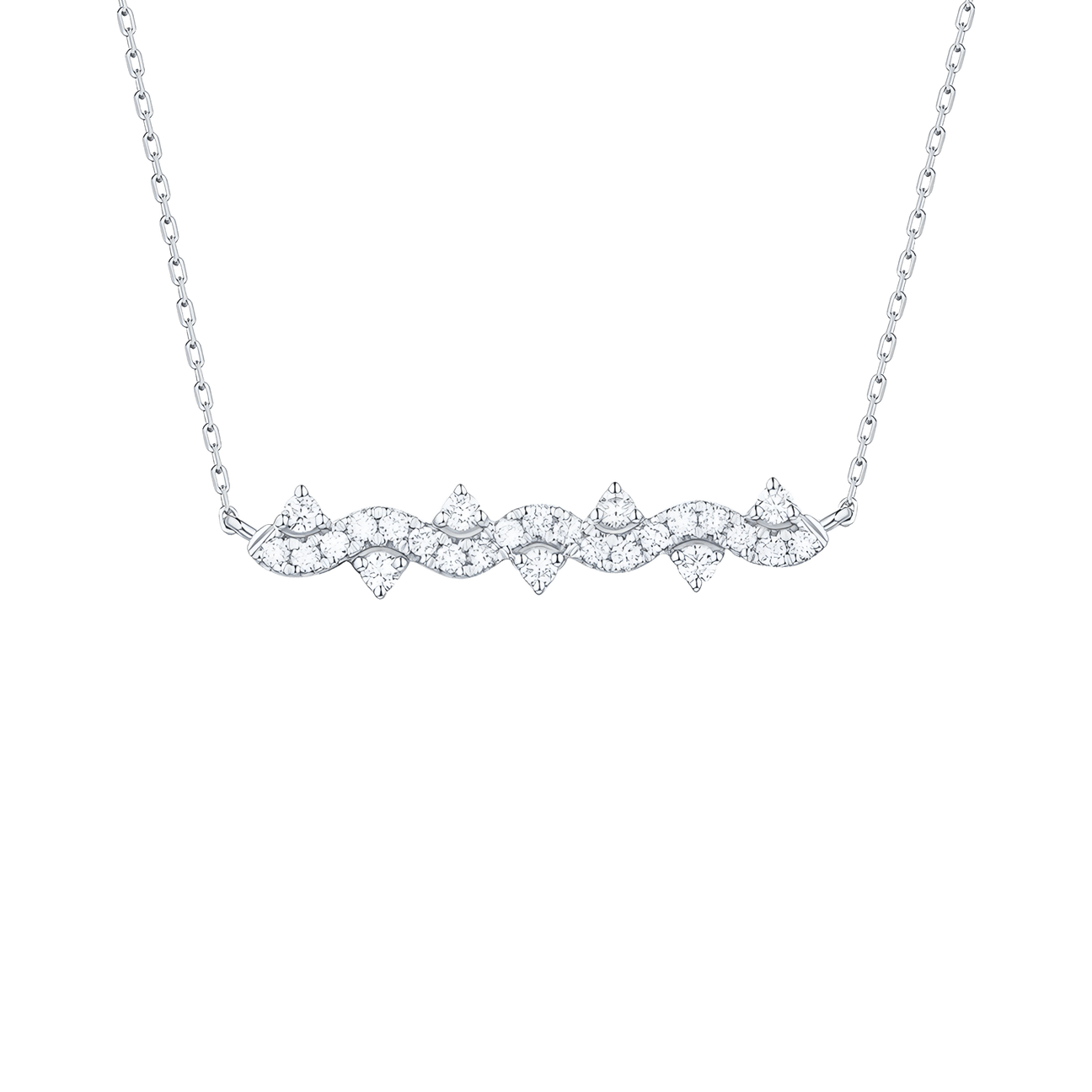  Drizzle necklace I - 14K White Gold Lab-Grown Diamond Drizzle Necklace I -  The Future Rocks -    1 