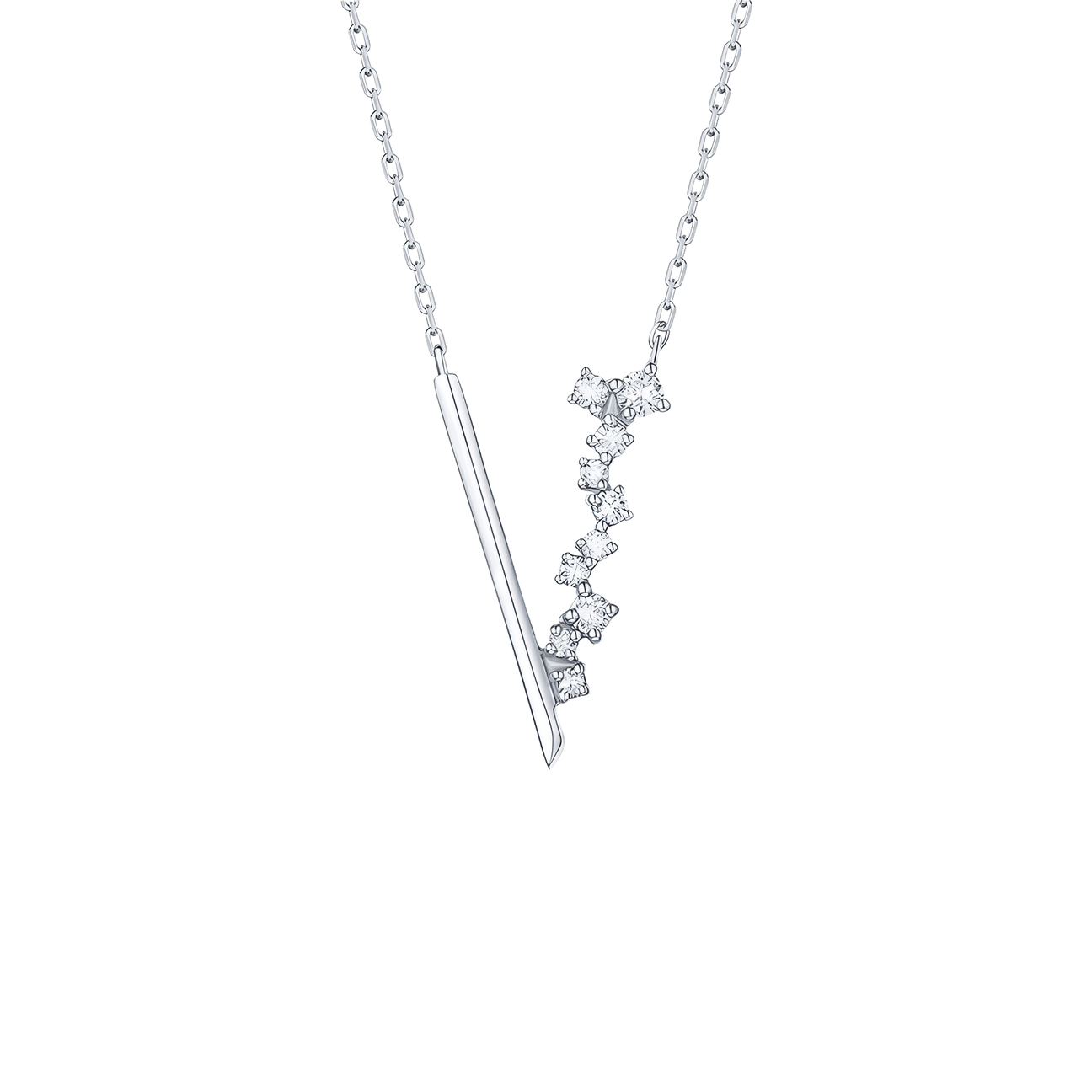  Drizzle necklace II - 14K White Gold Lab-Grown Diamond Drizzle Necklace II -  The Future Rocks -    1 