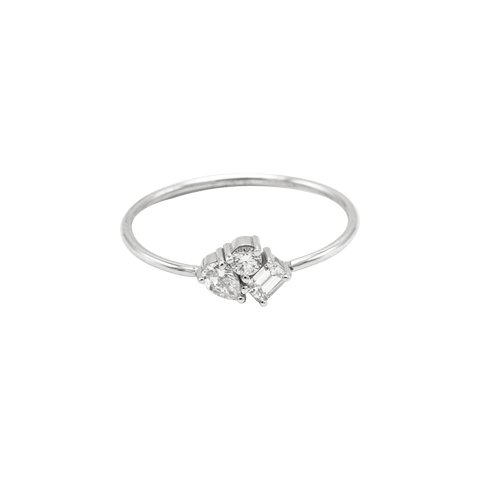  Emçi mini ring - 18K White Gold Mini Diamond Cluster Ring -  The Future Rocks  -    1 