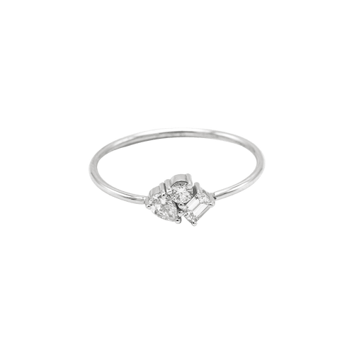  Emçi mini ring - 18K White Gold Mini Diamond Cluster Ring -  The Future Rocks -    1 