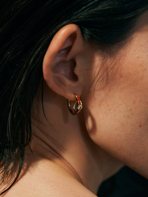  Engage EGP1 sun single pierced earring - Orange Enamel Diamond Earring -  The Future Rocks  -    3 