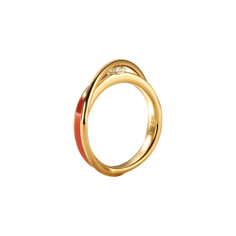 Engage EGR1 sun ring - Orange Enamel Diamond Ring -  The Future Rocks  -    3 