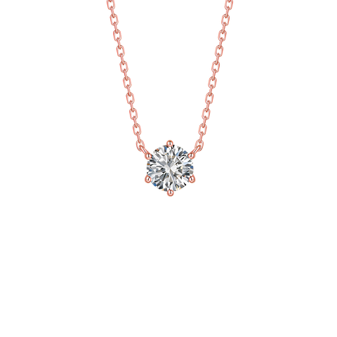 Essentials solitaire necklace - 14K rose gold lab-grown diamond necklace - The Future Rocks 