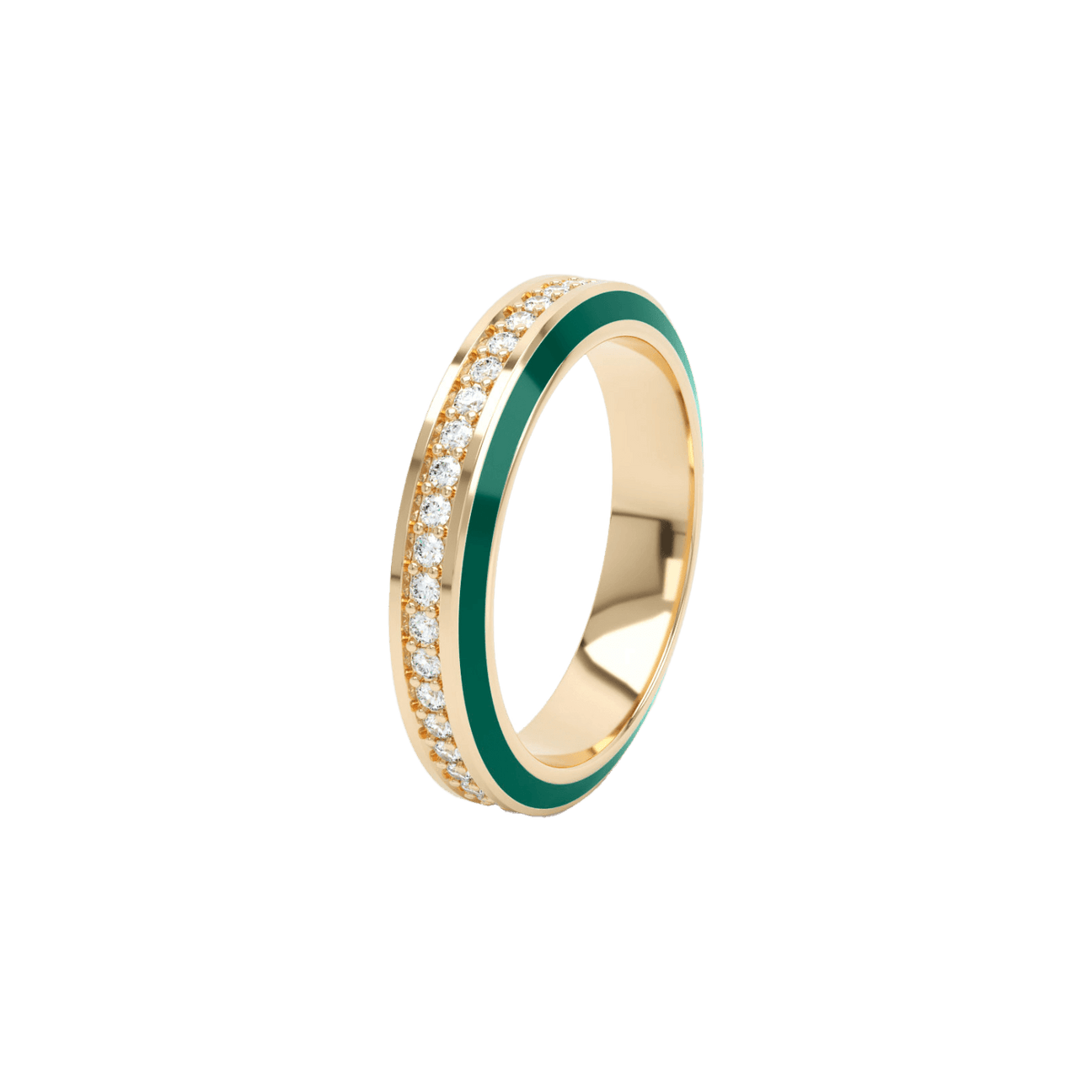  Eternity green enamel 4mm ring - Green Enamel Diamond Eternity Ring -  The Future Rocks -    1 