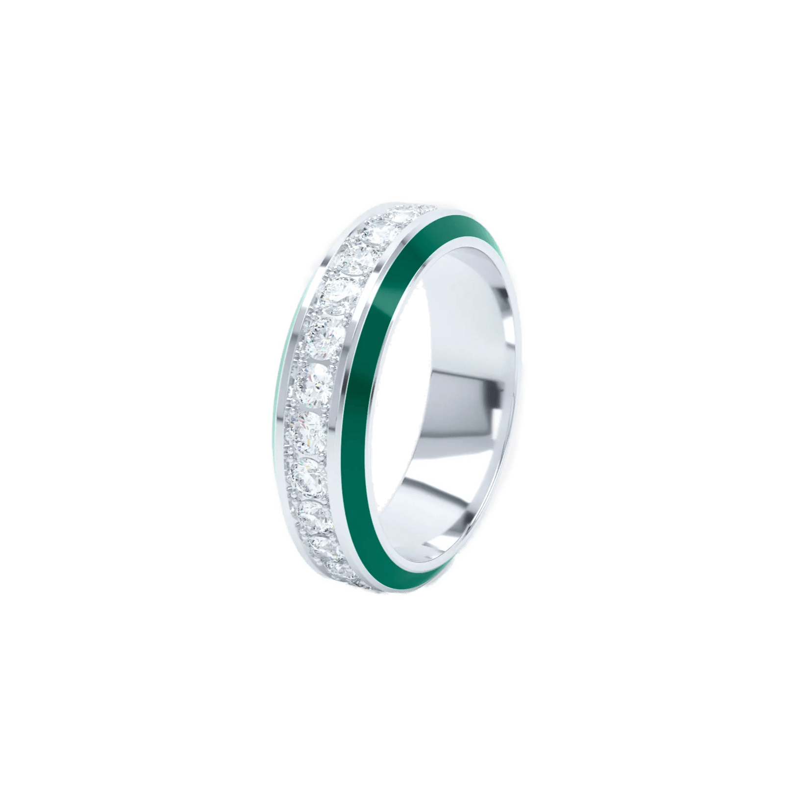  Eternity green enamel 6mm ring - Eternity green enamel 6mm ring -  The Future Rocks -    3 