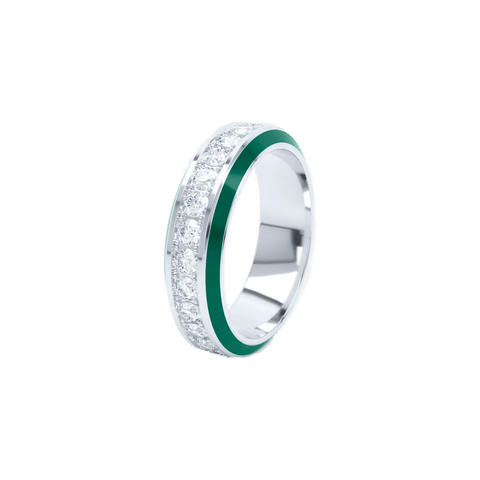  Eternity green enamel 6mm ring - Eternity Green Enamel Ring -  The Future Rocks  -    3 