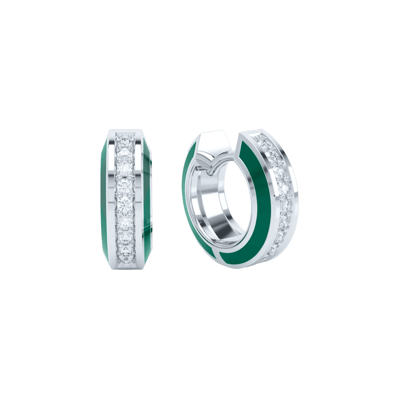  Eternity green enamel huggies - Eternity green enamel huggies -  The Future Rocks -    2 